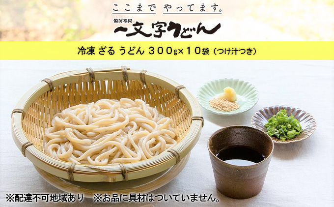 冷凍 ざる うどん 300g×10袋（つけ汁90g×10袋つき）備前福岡 一文字うどん