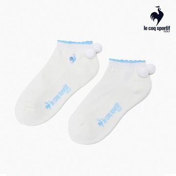 【LE COQ SPORTIF GOLF公雞高爾夫】女款白色柔軟親膚果嶺少女風甜美吸睛款毛球襪 QLX0K022