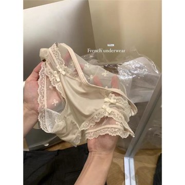 METWO 日系蝴蝶結法式蕾絲內褲女夏薄款透氣少女三角褲純欲風