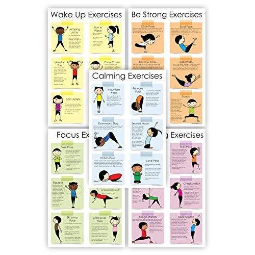 Exercise Posters for The Classroom and Home, Brain Breaks, Sensory, ADHD, M