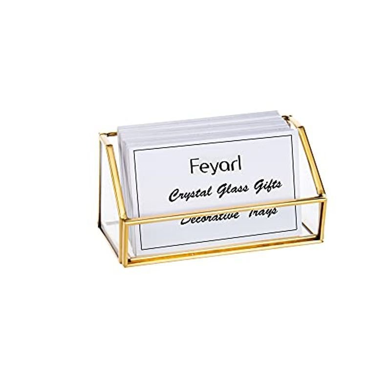 Feyarl 名刺スタンド 名刺立て カード立て ガラス オフィス 名刺収納 真鍮 ゴールド 台形 通販 LINEポイント最大0.5%GET  LINEショッピング