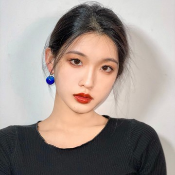 Hi Onion原創深海童話小眾玻璃球克萊因藍耳扣耳環情侶耳夾耳掛