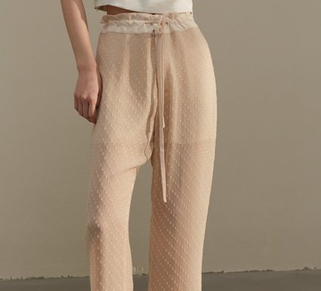 【100%桑蠶絲】新中式復古 提花寬鬆/真絲長褲