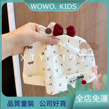 ✅桃園免運出貨✅純棉寶寶胎帽春秋薄款新生兒無骨帽子可愛嬰兒月齡囟門甜美印度 WYRN