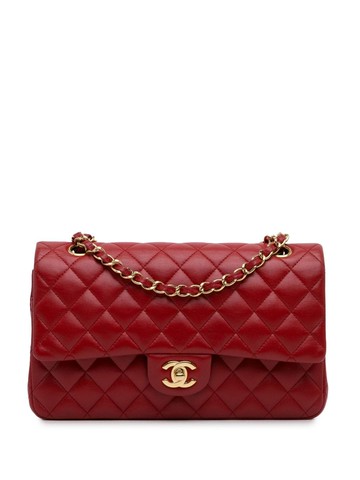 CHANEL Pre-Owned - 2015-2016 Medium Classic Lambskin Double Flap shoulder bag - women - Lambskin - One Size - Red