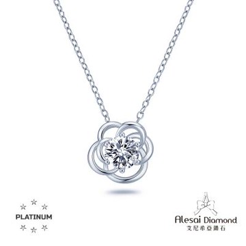 Alesai 艾尼希亞鑽石 1克拉 山茶花鑽石項鍊 PT950 白金 鉑金 DVVS1 培育鑽石 3EX 車工