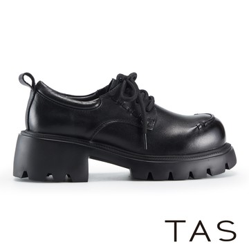 TAS 學院風真皮綁帶厚底牛津鞋 黑色 #45071
