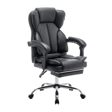 E-home Salton索爾頓尊爵PU高背扶手電腦椅-黑色