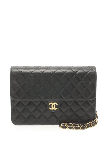 CHANEL Pre-Owned - 1997-1999 CC plaque diamond-quilted shoulder bag - women - Lambskin - One Size - Black
