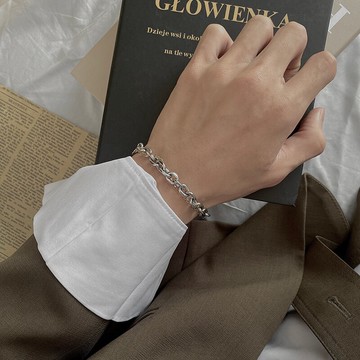 純銀古巴手鏈男女款ins小眾設計冷淡風情侶一對簡約潮牌嘻哈手飾