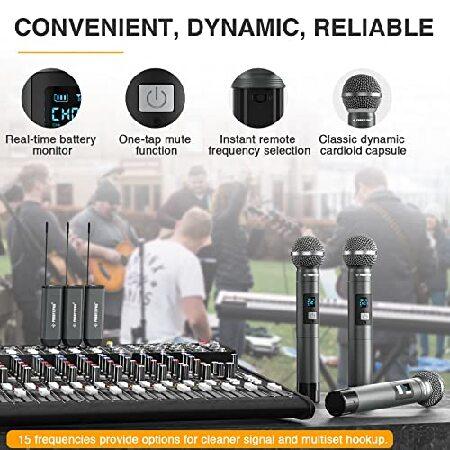 Phenyx Pro Single Digital Wireless Microphone System, w Metal Handheld Dynamic Microphone, Mini Receiver, 15 UHF Frequencies, Cordless Microphone fo