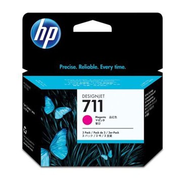 【領券優惠折300】HP NO.711 原廠紅色墨水匣三入一組 CZ135A (29ml x3) 適用:HP T520/T120/T530/T130