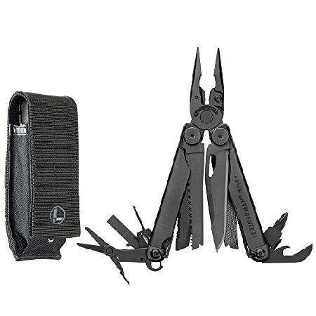 LEATHERMAN Wave Plus マルチツール プレミアム交換可能ワイヤーカッター付き スプリングアクションはさみとナイロンシース ブラック