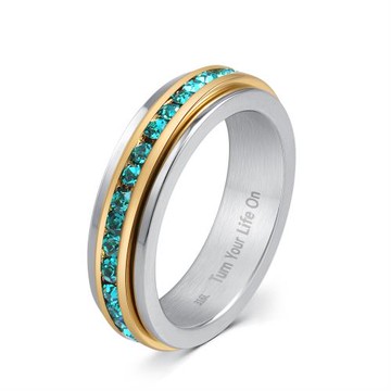 【hertime 時光盒】生日石旋轉永恆戒指(12月綠松石)