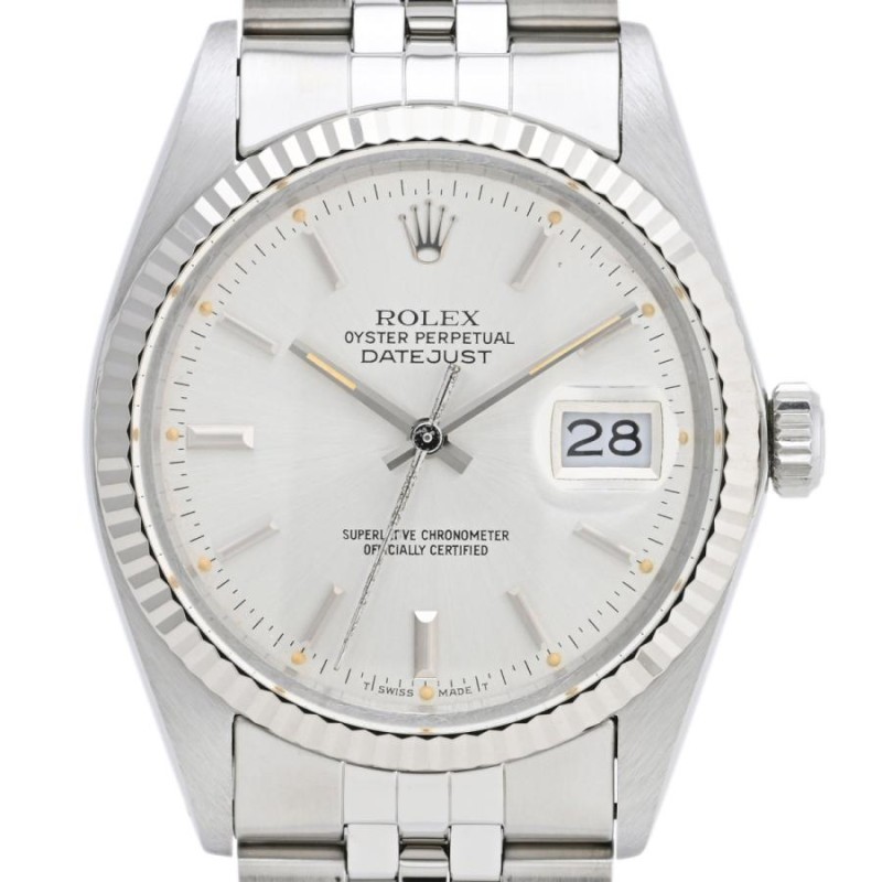 ロレックス ROLEX デイトジャスト 16014 腕時計 SS WG 自動巻き シルバー メンズ 中古 ラッピング可 | LINEショッピング