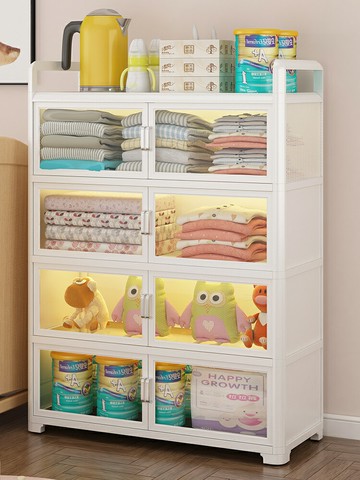 家居客廳兒童玩具收納餐邊柜零食嬰兒用品輔食儲物柜子廚房置物架