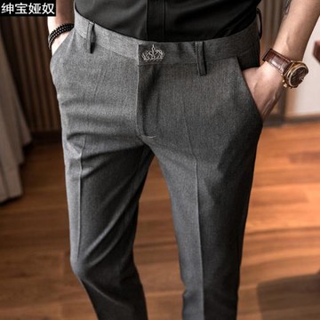 春秋季潮流百搭西褲男士韓版修身商務小腳九分休閑褲發型師西裝褲