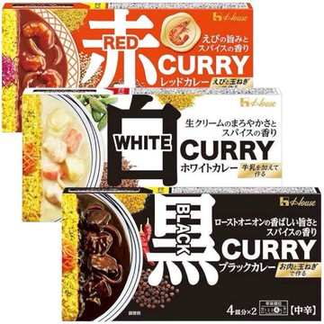 #悠西將# 日本 House好侍 CURRY 咖哩塊 白咖哩 赤咖哩 黑咖哩 蝦味咖哩塊 奶油咖哩塊 中辛