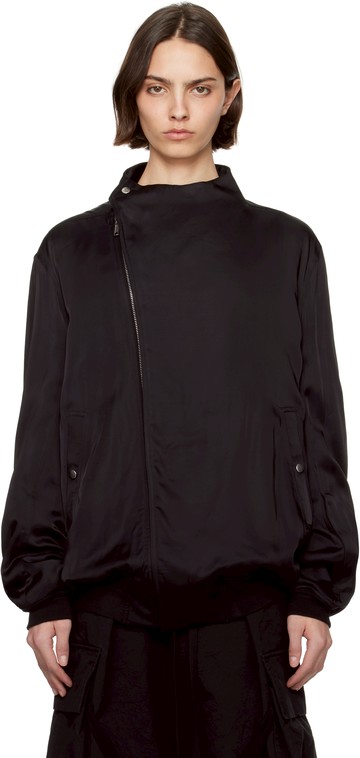 Rick Owens 黑色 Hollywood Washed Charmeuse Anthem 飞行员夹克