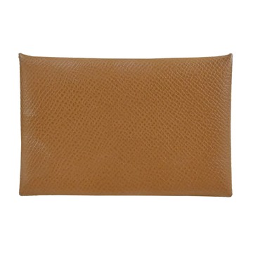 Hermes 愛馬仕 Calvi 雙色款釦式名片/零錢包(6W栗子灰/餅乾)_廠商直送