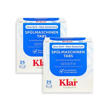 Klar (2盒50入超值組)德國洗碗機專用酵素檸檬酸環保洗碗錠25錠/盒(獨立包裝,各品牌機型適用)