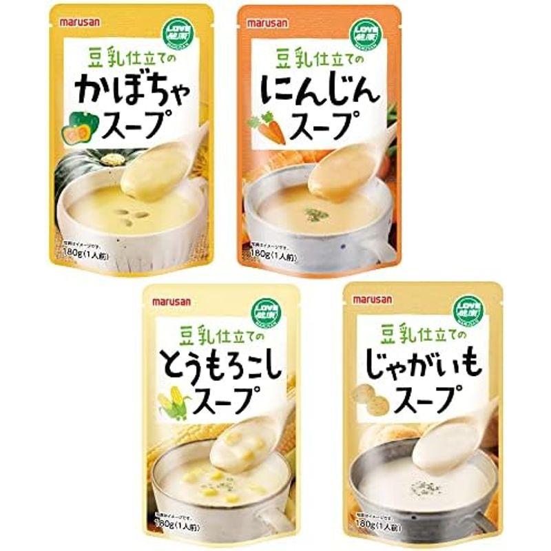 ベジタブルハート マルサンアイ 豆乳仕立てのかぼちゃスープ180g・にんじんスープ180g・とうもろこしスープ180g・じゃがいもスープ18