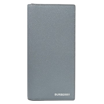 BURBERRY 8074278 經典燙銀LOGO對開多卡零錢長夾.灰