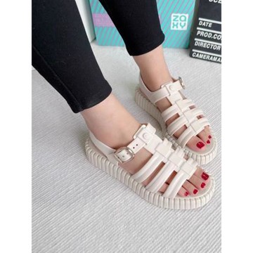 zaxy女鞋果凍涼鞋2025年新款女 巴西副牌一字帶松糕厚底ins潮羅馬