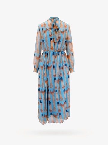 Silk dress with lipstick and tool print - GUCCI - gender_Woman