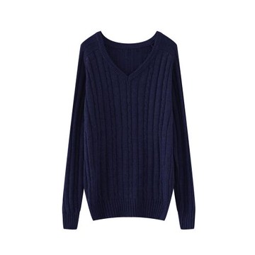 BM Fashion美式復古V領針織麻花毛衣bm秋冬氣質內搭打底上衣套頭