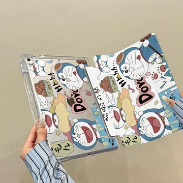 卡通 哆啦A夢蘋果iPad11保護殼帶筆槽3Y折MINI防摔iPad平板11英寸Air7