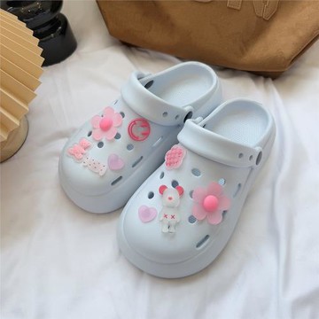 休閑可愛夏季透氣平底沙灘洞洞鞋
