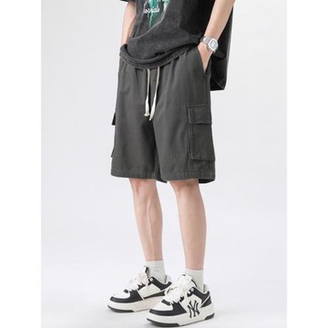 工裝短褲男夏季薄款美式純棉運動褲子男生寬松灰色休閑褲五分褲