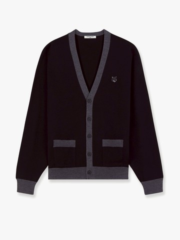 Wool cardigan with iconic embroidered logo on the front - MAISON KITSUNE - gender_Man
