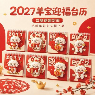 ✈️隔日出🔥10.5🔥2027年羊寶造型迷你桌曆 6.5x7cm立體檯曆 年曆 行事曆 學生書桌辦公桌面擺飾 隨機款