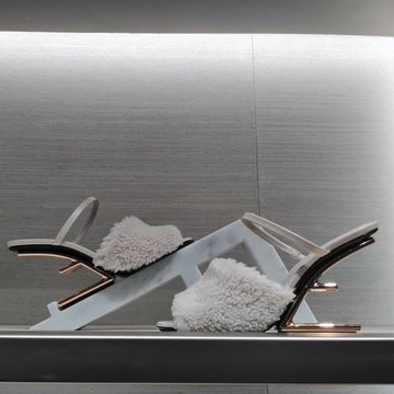 法式明星同款網紅一字帶綿羊毛高跟異形跟魚嘴涼鞋包頭拖鞋女鞋