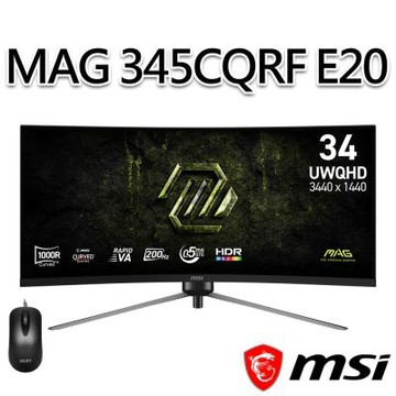 【滑鼠組】msi微星 MAG 345CQRF E20 34吋 曲面電競螢幕 (34 /3440X1440/21:9/200Hz/VA/曲面)