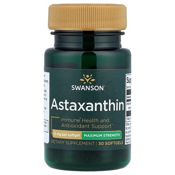 Swanson Vitamins, 蝦青素，特大強度，12 毫克，30 粒軟凝膠