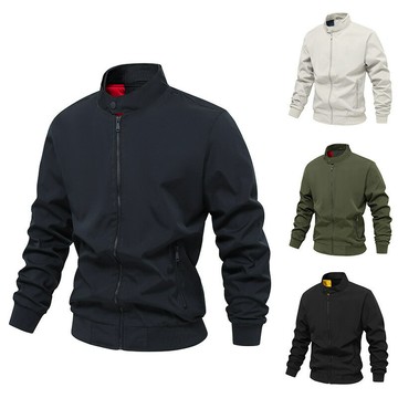 秋季立領外貿新款男士夾克休閑韓版外套時尚顯瘦美式男裝上衣外套鑫弘-錦衣華服