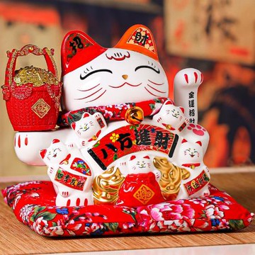 搖手招財貓擺件陶瓷開業禮品招財店鋪大小號家居客廳自動招手收銀