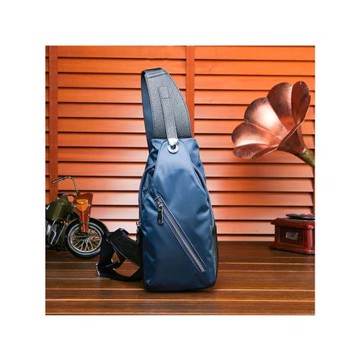 胸包男休閑單肩斜挎包尼龍配真皮牛津布防水背包時尚潮流胸前包包