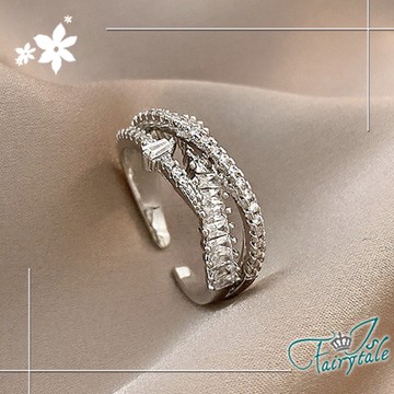 【伊飾童話】方鑽蝴蝶＊立體彈性開口戒指/銀