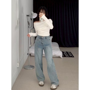 Velpro 現貨+預購｜冬天救星❄️加絨保暖水洗寬鬆牛仔褲 寬褲 落地褲 冬季必備 闊腿褲 直筒褲 休閒 韓系