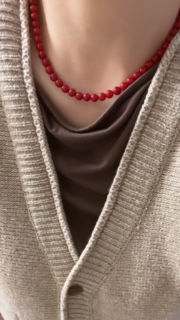 天然紅珊瑚項鍊 約6mm