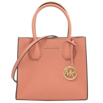 MICHAEL KORS MERCER 素面荔枝紋手提兩用包.玫粉