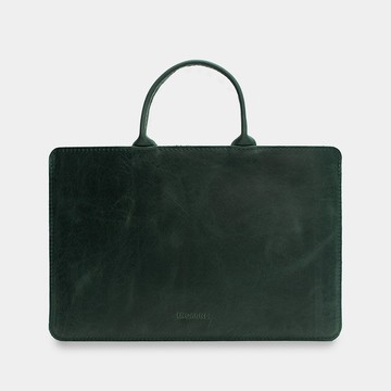 手工綠色皮革筆記型電腦保護套 – 時尚的 MacBook 便攜包