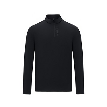 運動長袖 MS HALF ZIP LS T 半開襟 拉鍊 男款 黑色 1012050-008