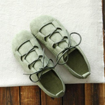 森女文藝春季新款單鞋小清新平底鞋女鞋學院風復古淺口鞋軟妹女鞋