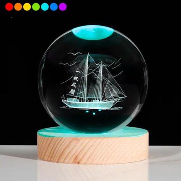 【All Splendid】七彩3裝飾氛圍燈 一帆風順 帆船 水晶球小夜燈 玫瑰燈 氣氛燈 鑽石燈 臥室燈 生日禮物