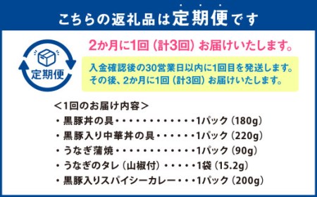 CS-808 鹿児島県産 黒豚・うなぎ 簡単調理（丼物）セット（レンジ対応） 豚丼 中華丼 うなぎ 蒲焼 カレー レンジ 簡単 調理